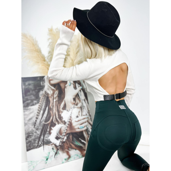 Legginsy modelujące / BODY SHAPE / BOTTLE GREEN / Double Push / Wysoki stan /  XS - S - M - L - XL